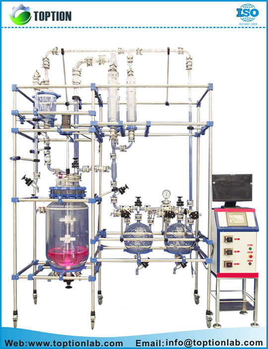 jacketed glass reactor with PLC automatic control system