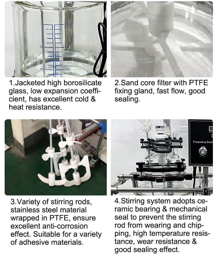 Jacketed glass reactor to make CBD crystals CBD isolate;