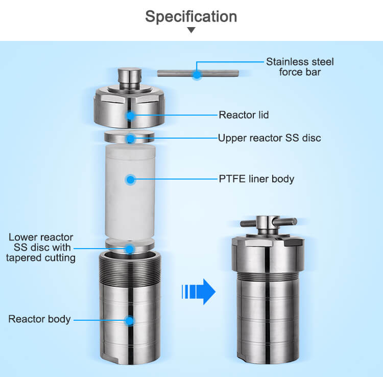 Teflon Lined Hydrothermal Synthesis Autoclave Reactor;